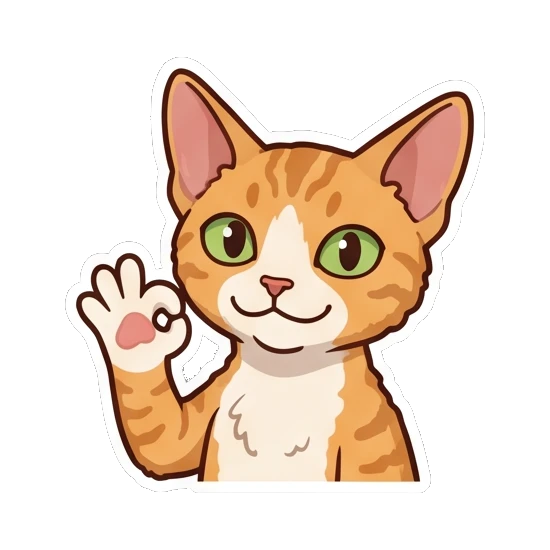 Ginger cat making an okay hand gesture with a friendly smile Ginger Cat Holiday Joy sticker for expressive chats and social replies.