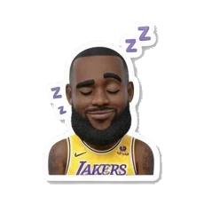 Basketball star sleeping with Zzz icons, sleepy expression King James Expressive Moments sticker for expressive chats and social replies.