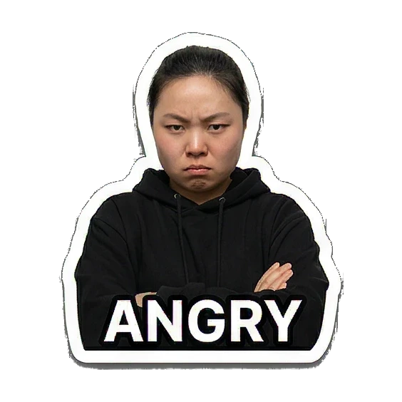 Girl looking angry Hip-hop Girl Daily Vibes sticker for expressive chats and social replies.