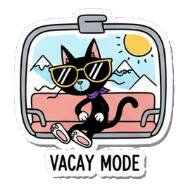 哆嗦猫咪 Black Cat Ski Adventures sticker for expressive chats and social replies.