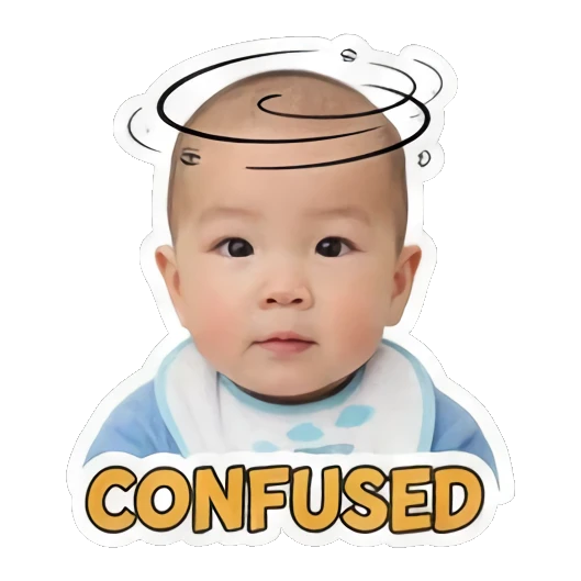 迷糊的宝宝说CONFUSED Little Baby Expressions sticker for expressive chats and social replies.