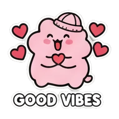Blob sending good vibes Pinky Blob Adventures sticker for expressive chats and social replies.
