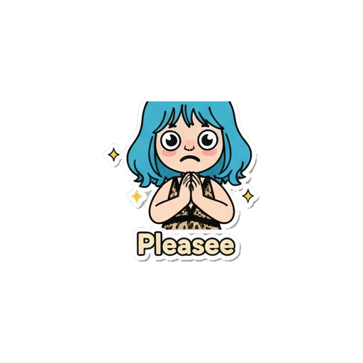 girl happy Blue-Haired Fashionista sticker for expressive chats and social replies.