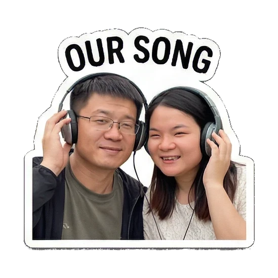 couple listening to music Sweet Couple Moments sticker for expressive chats and social replies.