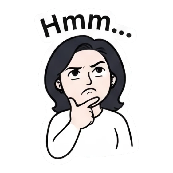 Thoughtful woman resting chin on hand saying Hmm Daily Life of a Modern Girl sticker for expressive chats and social replies.