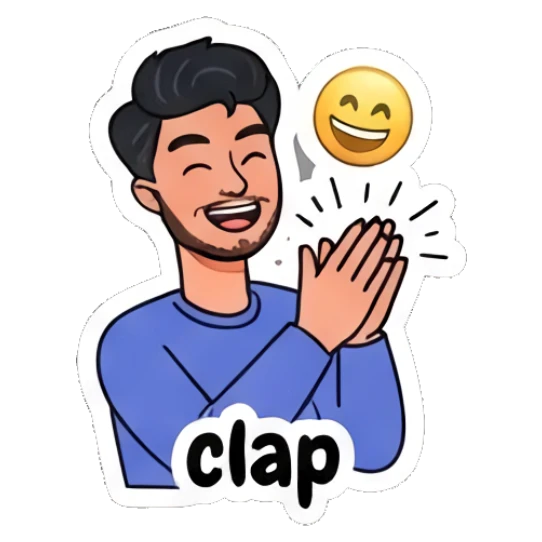 Happy young man clapping with text clap Daily Life of a Cool Guy sticker for expressive chats and social replies.