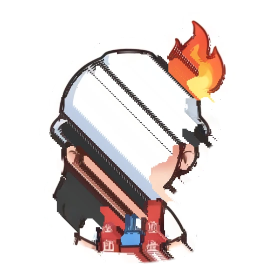 Female worker angry with fire above head Hard Hat Heroes sticker for expressive chats and social replies.