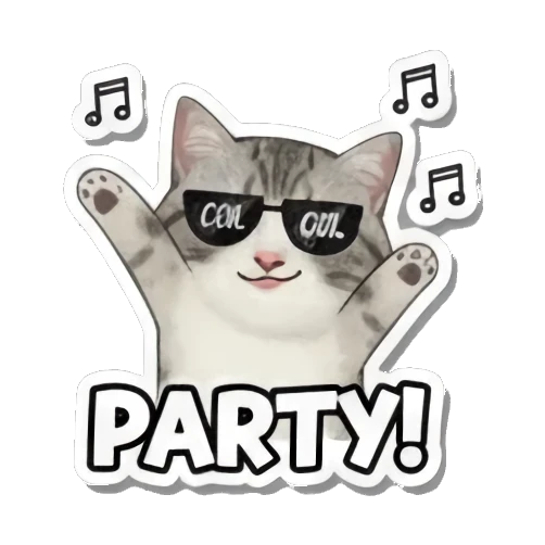 Cool cat with 'Oops!' thought bubble. Cute Cat Expressions sticker for expressive chats and social replies.