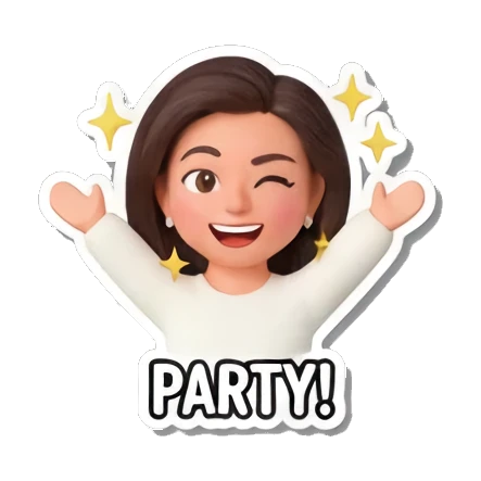 庆祝，派对 Cute Girl's Daily Moods sticker for expressive chats and social replies.