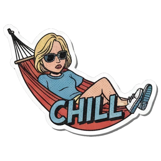 Relaxed "CHILL" Retro Slang Girl sticker for expressive chats and social replies.
