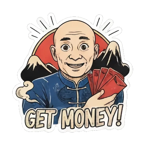 大叔拿着红包发财 Bald Uncle Lunar New Year sticker for expressive chats and social replies.