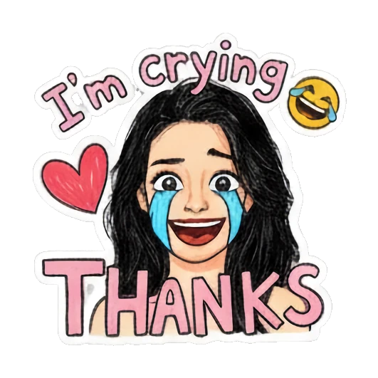 Girl laughing while crying with text I am crying thanks Doodle Girl Daily Vibes sticker for expressive chats and social replies.