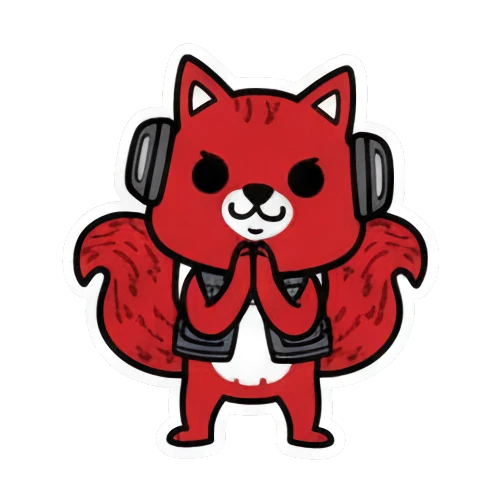 害羞的松鼠 Red Squirrel Rocker sticker for expressive chats and social replies.
