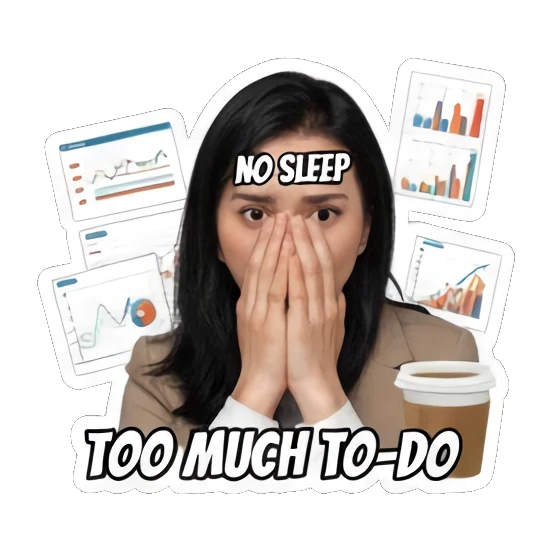 处理垃圾邮件的无奈 Grumpy Workaholic Life sticker for expressive chats and social replies.