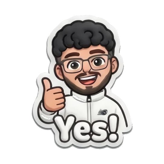 Man giving a thumbs up with 'Yes!' text Curly Hair Guy Daily Vibes sticker for expressive chats and social replies.