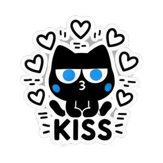 黑猫送出飞吻 Keith Haring Style Black Cat sticker for expressive chats and social replies.
