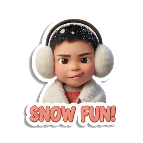 Boy with earmuffs winking, snow fun Winter Boy Adventures sticker for expressive chats and social replies.