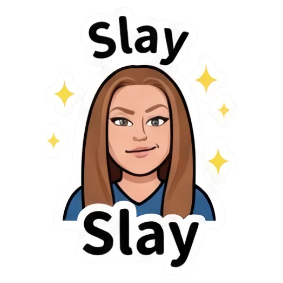 Girl looking confident and stylish with text Slay Everyday Girl Expressions sticker for expressive chats and social replies.