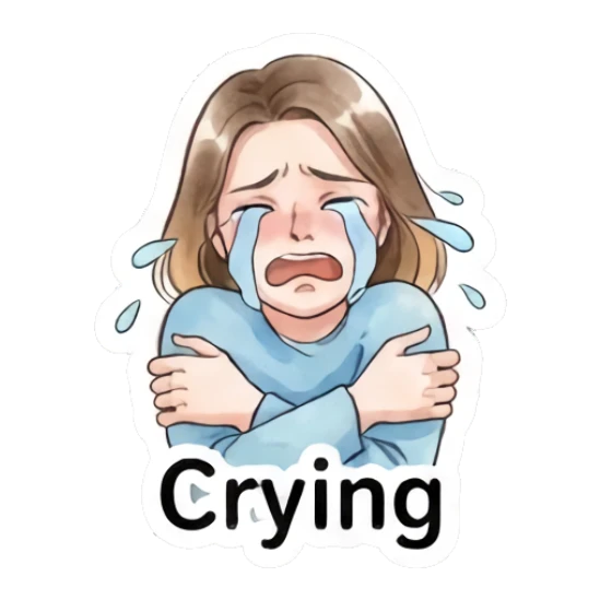 Sad young woman crying with arms crossed Modern Girl Expressions sticker for expressive chats and social replies.
