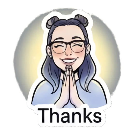 Grateful girl with hands together saying Thanks Modern Girl Daily Vibes sticker for expressive chats and social replies.