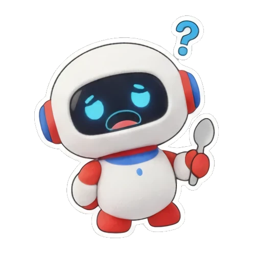机器人拿着餐具 Little Tech Buddy sticker for expressive chats and social replies.