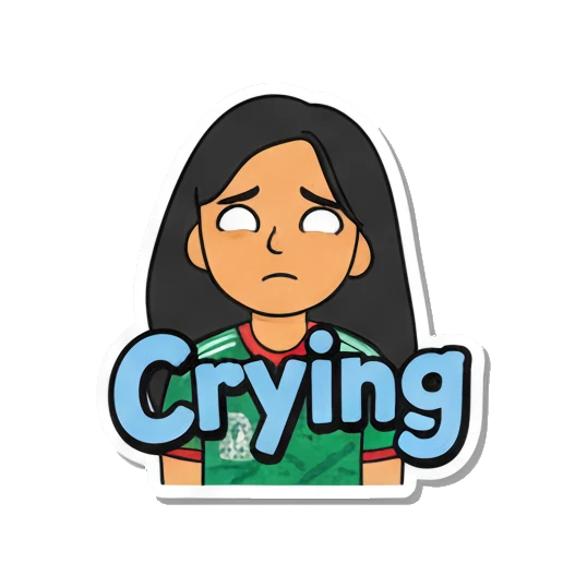 Girl crying with text Crying Soccer Fan Girl Daily Life sticker for expressive chats and social replies.