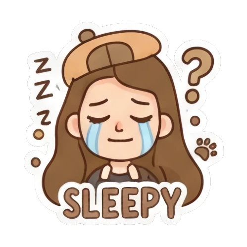 Sleepy girl yawning Girl's Daily Moods sticker for expressive chats and social replies.