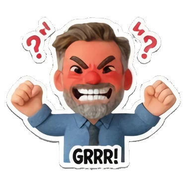 大叔愤怒咆哮 Cheerful Bearded Guy sticker for expressive chats and social replies.