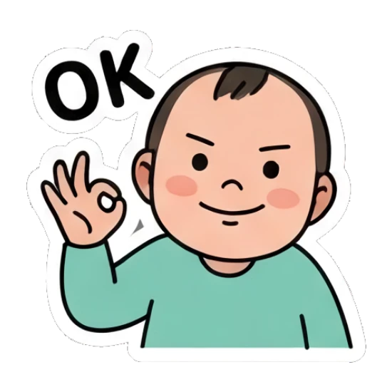 Baby making an OK gesture with a smile. Little Baby Daily Moods sticker for expressive chats and social replies.