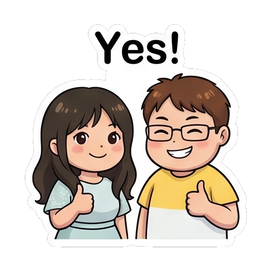 Couple giving thumbs up with enthusiastic smiles Sweet Couple Daily Life sticker for expressive chats and social replies.