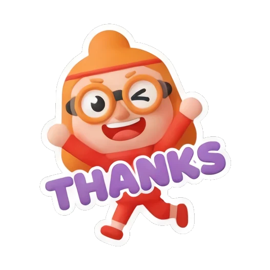 Happy ginger girl waving and smiling with text THANKS Cheerful Ginger Girl Adventures sticker for expressive chats and social replies.