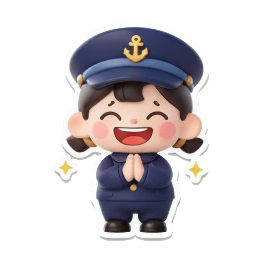 船长合十开心微笑 Chibi Sailor's Daily Expressions sticker for expressive chats and social replies.