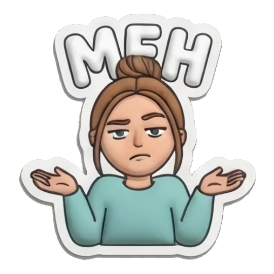 Girl shrugging with indifferent expression Puffy Girl Daily Life sticker for expressive chats and social replies.