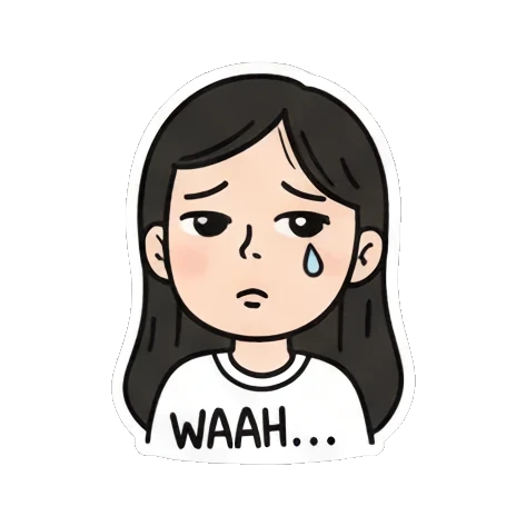 流泪哭泣的女孩 Daily Doodle Girl sticker for expressive chats and social replies.