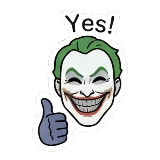 Joker giving a thumbs up with Yes text Joker Comic Expressions sticker for expressive chats and social replies.