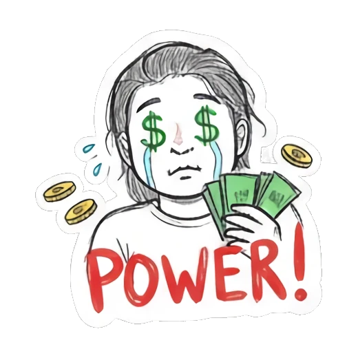 拿着钞票的女孩 Doodle Girl Daily Vibes sticker for expressive chats and social replies.