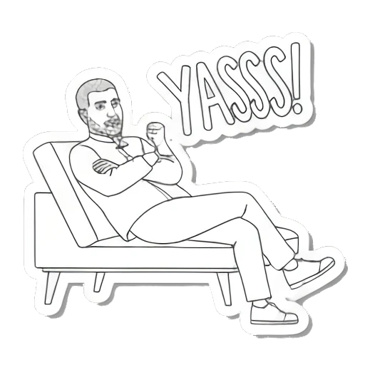 放松男士：YASSS Minimalist Moods Man sticker for expressive chats and social replies.