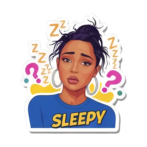 困倦想睡Sleepy Vibrant Pop Diva Expressions sticker for expressive chats and social replies.