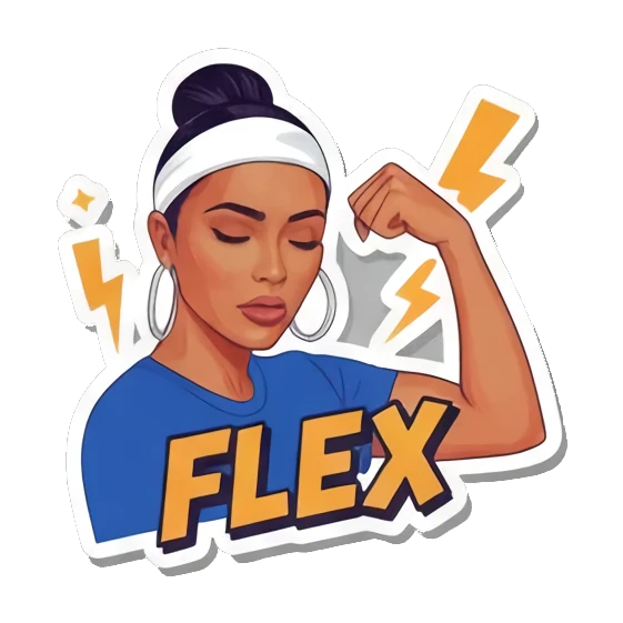 展示肌肉Flex Vibrant Pop Diva Expressions sticker for expressive chats and social replies.
