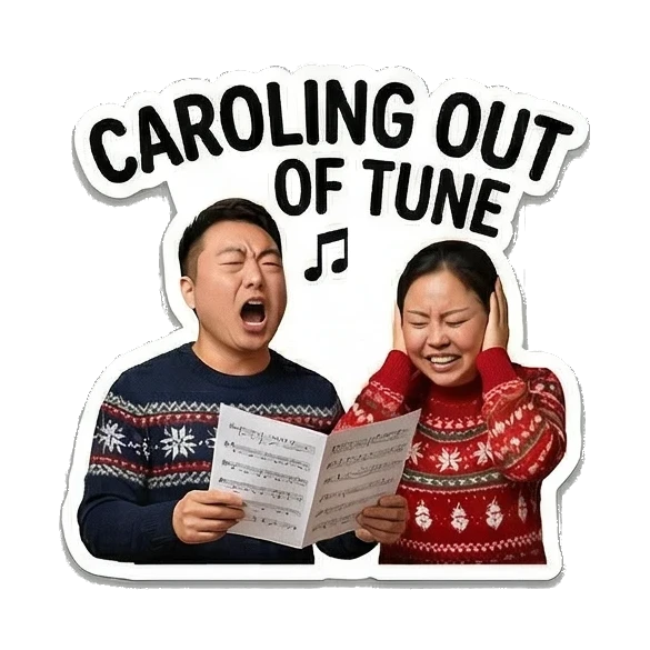 Woman as Santa helper Christmas Couple Adventures sticker for expressive chats and social replies.