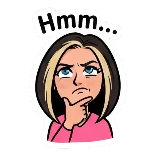 Girl thinking with hand on chin Sassy Girl Daily Vibes sticker for expressive chats and social replies.