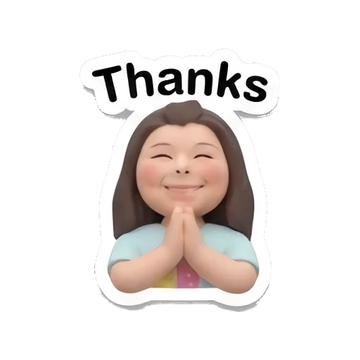 Grateful girl with hands together in prayer with text Thanks Little Girl Daily Vibes sticker for expressive chats and social replies.