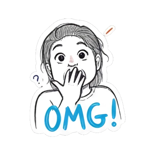 惊讶捂嘴的女孩 Doodle Girl Daily Vibes sticker for expressive chats and social replies.