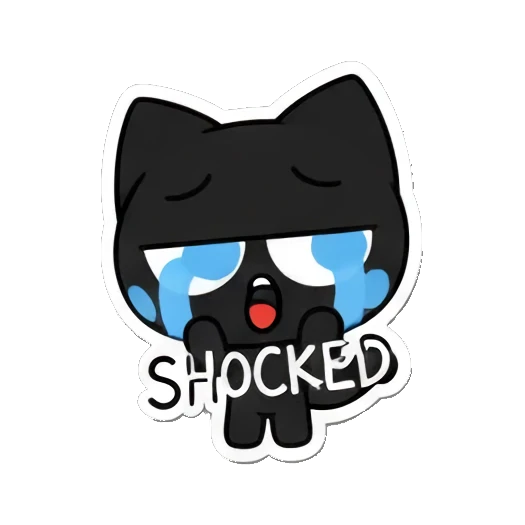 shocked cat with wide eyes Playful Black Cat Expressions sticker for expressive chats and social replies.