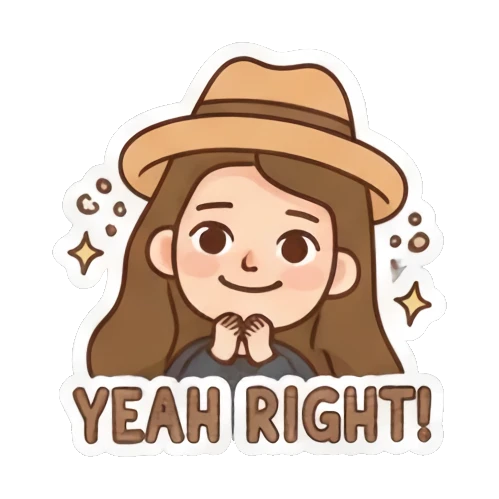 Sarcastic girl yeah right Girl's Daily Moods sticker for expressive chats and social replies.