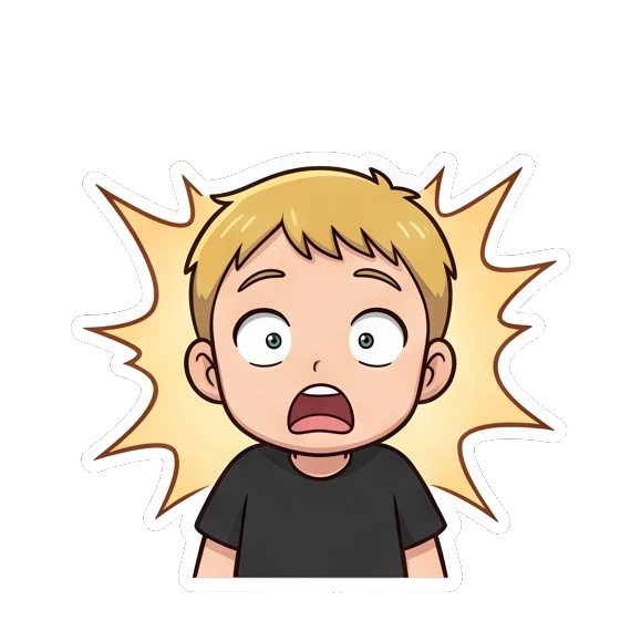 Blonde boy looking shocked with wide eyes and a burst background Blonde Boy Daily Expressions sticker for expressive chats and social replies.