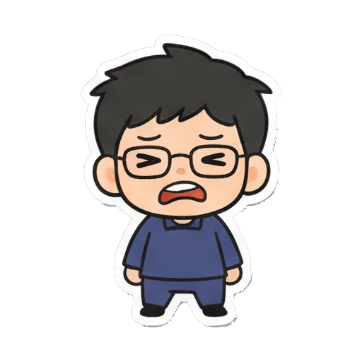 Boy with glasses looking shocked and worried Cheerful Glasses Boy Daily sticker for expressive chats and social replies.