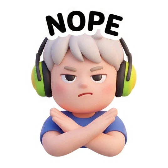 Boy crossing arms to show rejection saying Nope Gamer Boy Daily Life sticker for expressive chats and social replies.