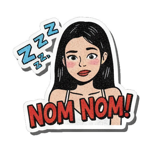 Girl looking sleepy with ZZZ text Retro Comic Girl Expressions sticker for expressive chats and social replies.