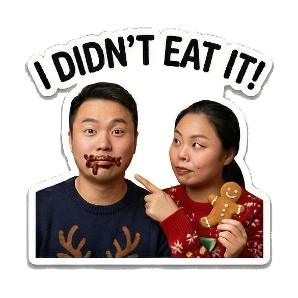 Couple wearing reindeer hoodies Christmas Couple Adventures sticker for expressive chats and social replies.
